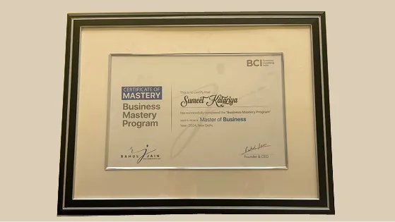 Sumeet Katariya Achievement Frame 2